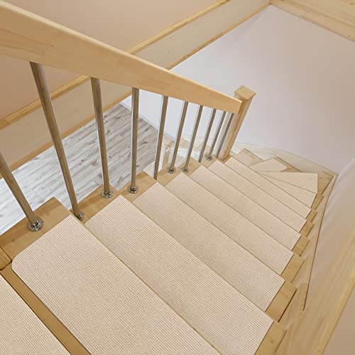 SHIEN 吸着階段マット 階段用ステップマット 滑り止め付き ずれない 階段カーペット【55×22cm×15枚入り】 洗濯機丸洗える ペット シニの通販は