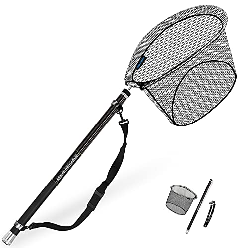 KOMCLUB ランディングネット タモ網 カーボン製 全長6.6M 伸縮ランディングポール 磯玉のセット 9本小継 ラバーコーティングネット 海釣の通販は