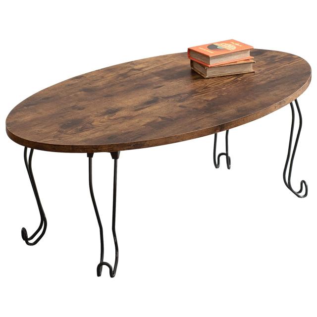 萩原(Hagihara) ローテーブル センターテーブル テーブル 机 【木目調天板×猫脚スチール脚】 折りたたみ 完成品 軽量 可愛い リビング 4,838円