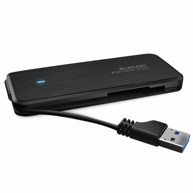 エレコム ポータブルSSD 500GB USB3.2(Gen1) PS5/PS4(メーカー動作確認済) ケーブル収納 データ復旧サービスLite付 ブラック ESD-ECA0500の通販は