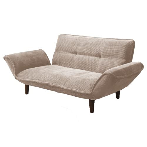 セルタン 日本製 カウチソファー 和楽の極 2人掛け ポケットコイル コーデュロイベージュ 背部肘部14段階リクライニング 高反発 A01p-14の通販は