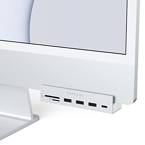 Satechi iMac24インチ用 USB-C クランプハブ (シルバー) (2021/2023 iMac対応) USB-C データポート, 3xUSB-A 3.0, Micro/SDカードリーダ