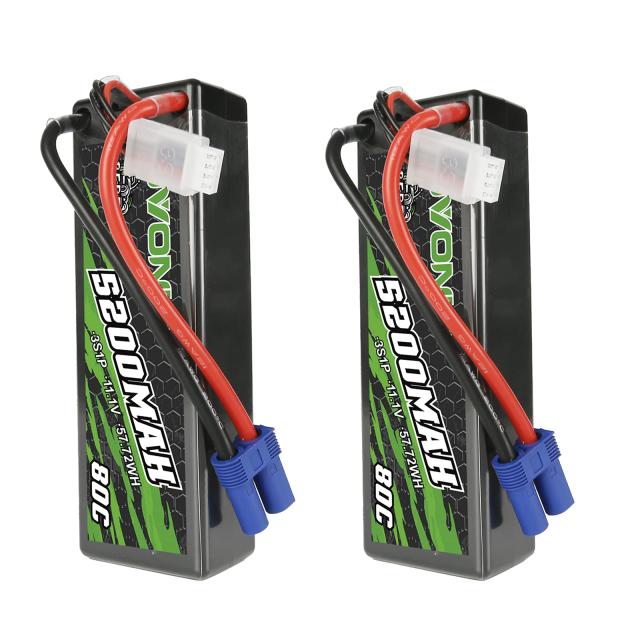 OVONIC 80C 3S 5200mAh 11.1V Lipo電池、EC5コネクタ付き、arrma 1/10、1/8、1/7スケールRC自動車とトラックBugggy Truggyの2つに適用可