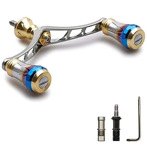 HEIGHTEN 改良 98mm リール ハンドル 6色 70航空アルミ製 シマノ ダイワ 通用 スピニングリール 用 Arch Aurora (ゴールド＆ガンメタル) (