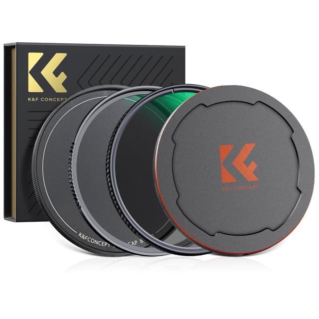 K＆F Concept 82mm PLフィルター+レンズ保護フィルター+レンズキャップセット 日本製AGC光学ガラス HD超解像力 高透過率 超低い反射率 コ