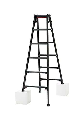 長谷川工業(Hasegawa) BLACK LABEL 伸縮式はしご兼用脚立(ワンタッチバー付) RYZB-18 (1.61~1.92m) (10139) 6段 (1.61~1.92m)