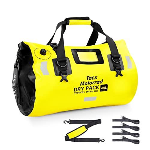 Tacx ツーリングバッグ バイク シートバッグ 防水バックバッグ 48L 専用固定ベルト・ショルダーベルト付き TAX927 イエローの通販は 6,719円