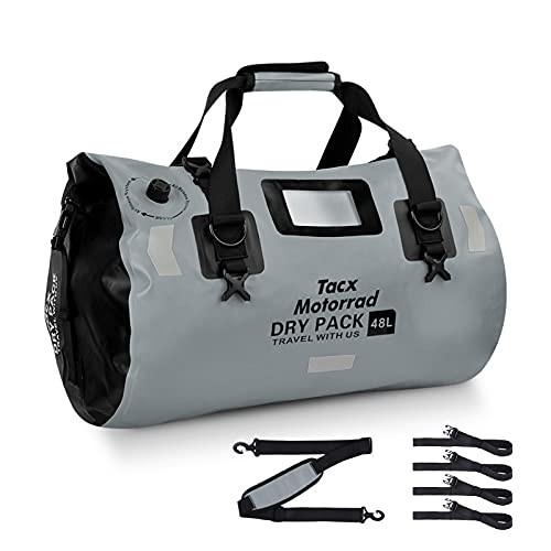 Tacx ツーリングバッグ バイク シートバッグ 防水バックバッグ 48L 専用固定ベルト・ショルダーベルト付き TAX927 グレーの通販は 7,813円