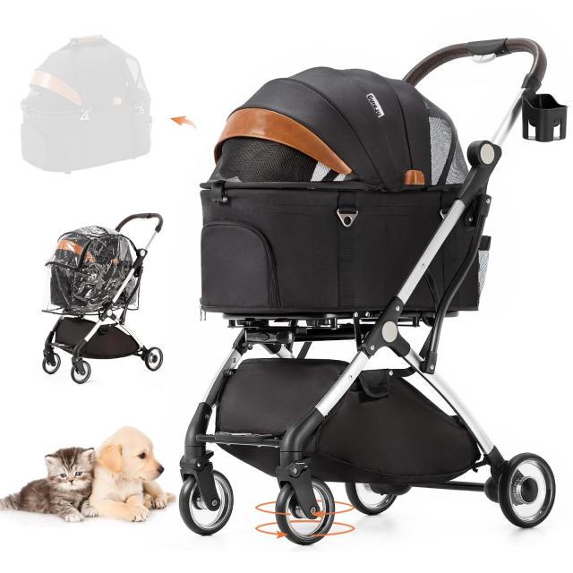 分離式 ペットカート 4輪360°回転 折りたたみ 犬用ベビーカー 猫犬兼用