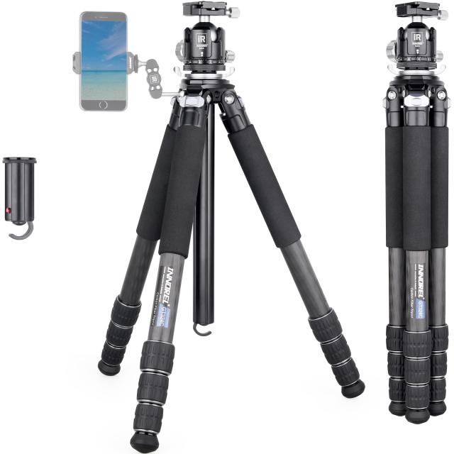 INNOREL カメラ用 カーボン 三脚 自由雲台 キット センターポール付き 25KG耐荷重 10-170CM高さ 32/28/25/21CMパイプ径 トラベル 運動会