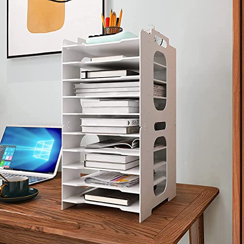 PUNCIA レターケース a4 縦型 書類ケース オフィス 事務用品 おしゃれ ファイルラック 書類整理 ファイル収納 卓上 書類棚 組み立て式 書の通販は 5,266円