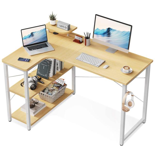 ODK パソコンデスク L字 ゲーミングデスク 幅110 L字デスク pcデスク デスク 机 ラック付き 収納 コーナーデスク オフィスデスク 在宅勤の通販は