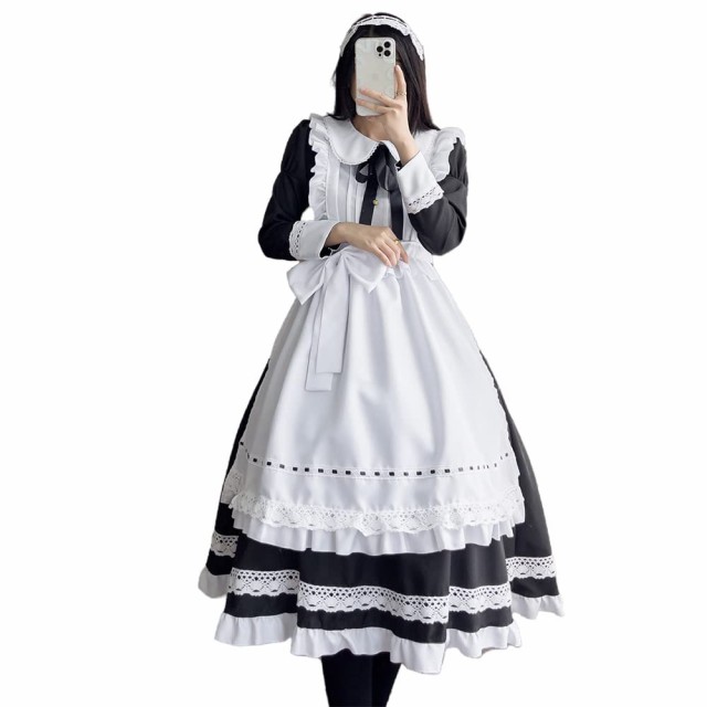 YAISHN] メイド服 ゴスロリ 可愛い ロリータ 正統 ドレス ロング