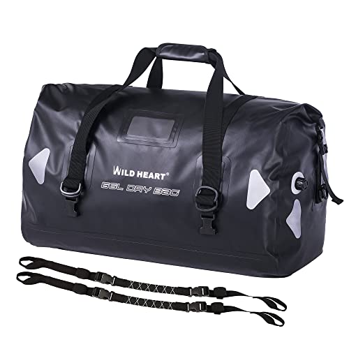 WILD HEART 防水バッグ ダッフルバッグ 40L 66L 100L 溶接シームショルダーストラップ付き バインディングロープ カヤック キャンプ ボー