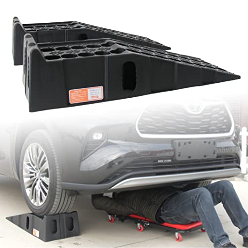 OULEME カースロープ タイヤスロープ プラスチック スロープ車 ハイリフト 強い耐荷重力 整備用スロープ ジャッカー上昇 持ち上げる オイ