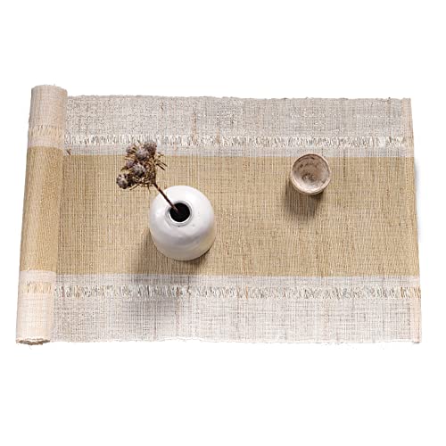 【慕布?MOBUKIA】テーブルランナー 手織り布 ちょま生地夏布 天然素材シンプル 素朴なモダン 中華風和風侘寂わびさび禅茶席 断熱テーブル