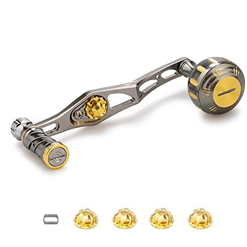 HEIGHTEN 改良型 70/45mm リール ハンドル シマノ(SHIMANO) ダイワ(DAIWA) アブ(Abu) ベイトリール 通用 V2.0 (ガンメタル/ゴールド(ノブの通販は 5,463円