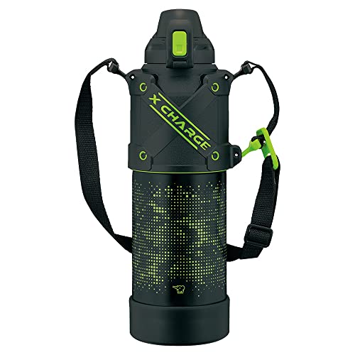 象印マホービン(ZOJIRUSHI) 水筒 シームレスせん スポーツタイプ 大容量 1.5L 直飲み ステンレスクールボトル ライムブラック せんとパッ