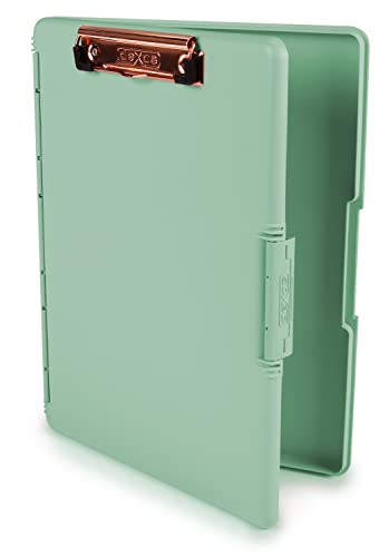 Dexas Slimcase 2 収納クリップボード サイドオープニング 12.5 x 9.5インチ シーフォームグリーン ローズゴールドクリップ付き 3517R-55の通販は