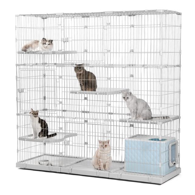 PETEPELA(ぺテぺラ) 猫 ケージ 大型 3段 広い 2段 多頭飼い キャットケージ 多頭用 キャスター ローラー 大きい 可愛い 増やせる ワイド