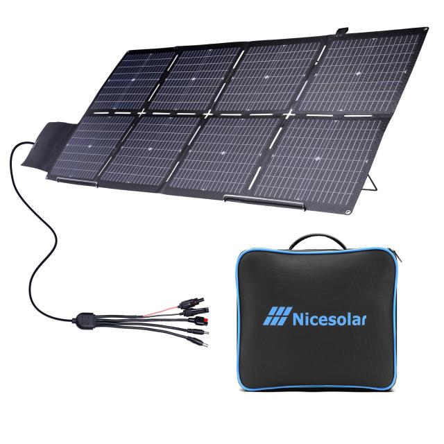 Nicesolar ポータブル ソーラーパネル 200W 折り畳み式 太陽光パネル ソーラーチャージャー 高効率 ETFE 単結晶 USB出力 Pd65W急速充電 Iの通販は