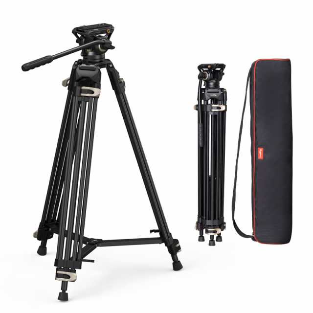 SmallRig ビデオ三脚 186cm 大型 プロ三脚 耐荷重8kg 75mmボウルフルード雲台付き 3段角度調節 アルミ製 レバーロック式 録画 DSLR 一眼の通販は
