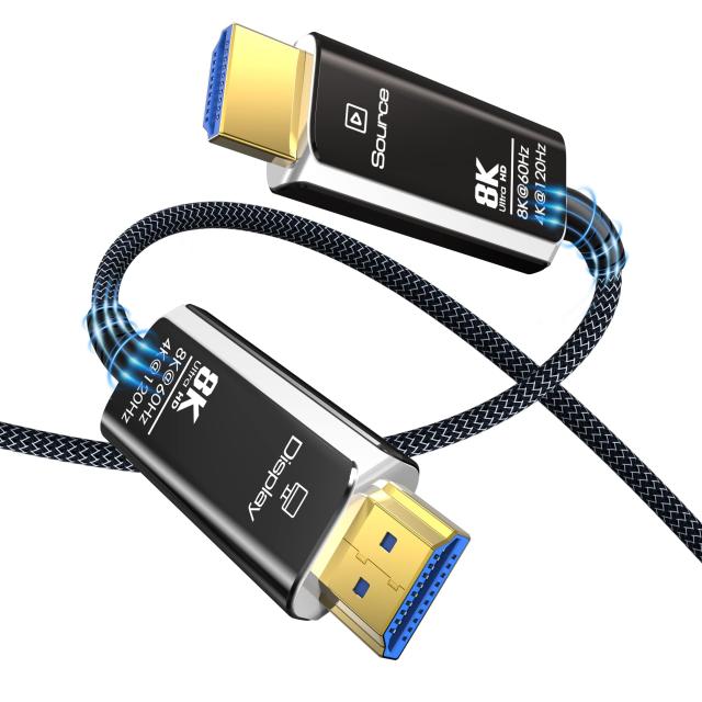 DGHUMEN 8K HDMI 光ファイバー ケーブル 30M 超高速 48Gbps HDMI 2.1 ケーブル ナイロン編み 8K@60Hz 4K@120Hz/144Hz HDCP Dolby Atmos
