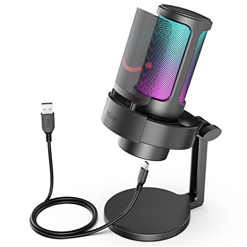 FIFINE ゲーミング マイク USB PC マイク ストリーミング ポッドキャスト レコーディング用 コンデンサー デスクトップコンピューターマ