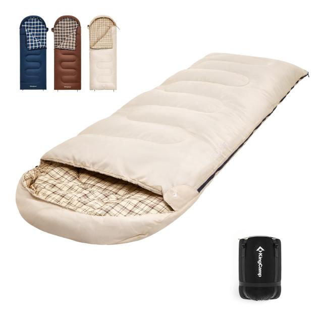 KingCamp 寝袋 シュラフ 封筒型 ワイドサイズ 長さ230cm 幅90cm 連結可能 キャンプ アウトドア 快適温度0℃-10℃ 3シーズン用 冬用 春用