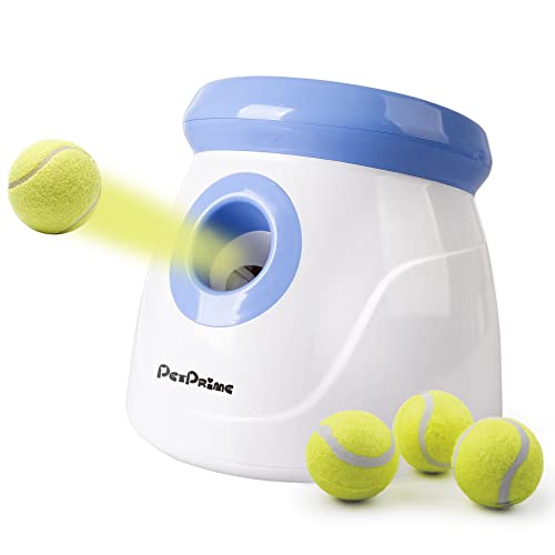 Pet Prime ボールランチャー 犬 おもちゃ ボール 自動 投げ 投球機 3種類の発射距離 3つのミニテニスボール付き 小型犬〜中型犬用 知育玩