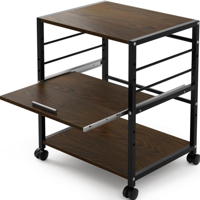 プリンター台 キャスター付き プリンターワゴン プリンターラック 木製 3段 デスクワゴン 机下収納 プリンターカート プリンター収納 サの通販は 9,599円