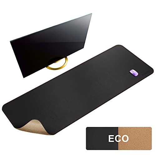 MAIDERN コルク＆レザーデスクパッド 140cm x 60cm XXLデスクマット、フルデスクマウスパッド、両面デスクパッド、ゲーム用デスクパッド