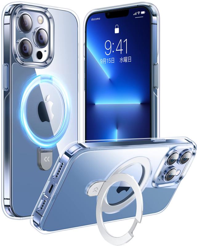 【極々透明感！内蔵4in1スタンド】CASEKOO iPhone13 pro 用 ケース クリア 耐衝撃 米軍規格 ストラップホール付き カバー ワイヤレス充電の通販は