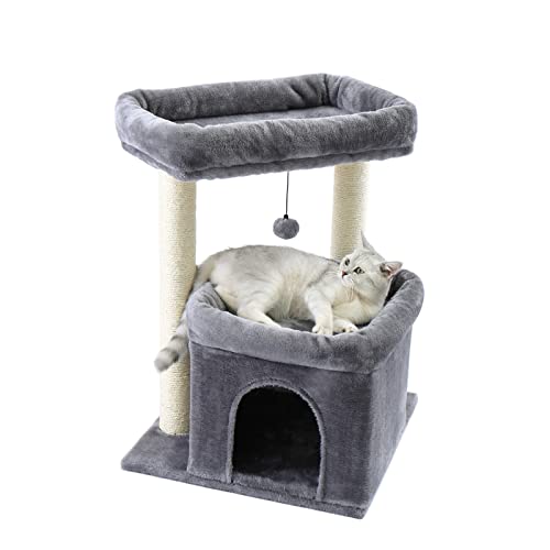 PETEPELA(ぺテぺラ) キャットタワー 低め 大型猫 ペット 階段代わり 広いベッド ハウス 隠れ家 爪とぎ 麻紐 多頭飼い シニア猫 おもちゃ の通販は 5,938円