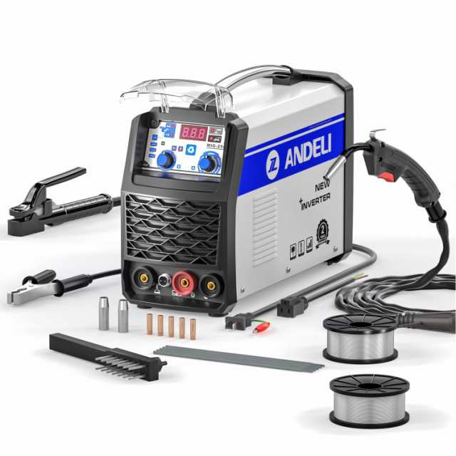 ANDELI 半自動溶接機 120AノンガスMIG/アーク溶接/lift TIG 100V/200V兼用 インバーター直流溶接機 MIG溶接 半自動 日本語取説書 MIG-250の通販は