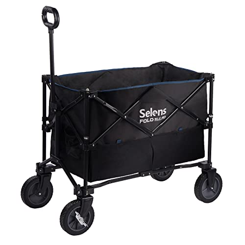 Selens キャリーワゴン 折りたたみキャリーカート 耐荷重100kg 大容量 3/8ネジ付き ブームアームなど装着 アウトドア 4輪 特大 タイヤ 撮の通販は