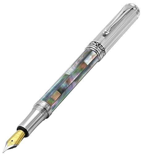 Xezo Maestro ブラックマザーオブパール万年筆、細字ペン先、クロームメッキ、手作り、ペン2本同様ではありません