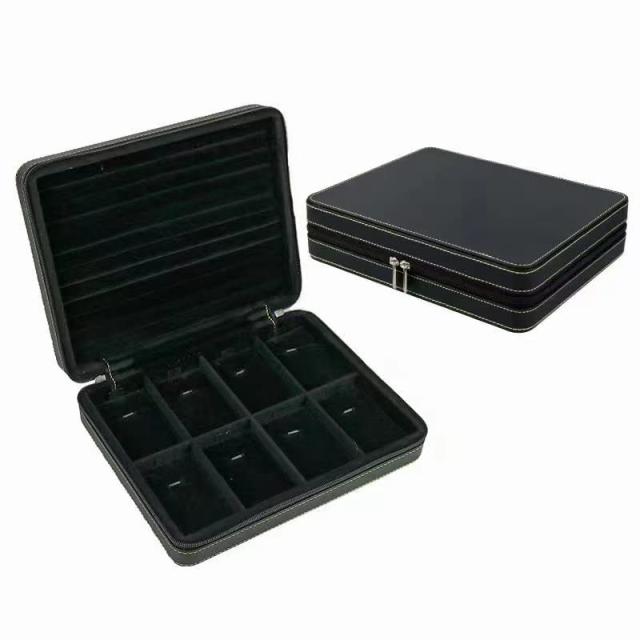 SANSREPONSE ジュエリーケース ボックス 収納 ジュエリートレイ ポータブル ファスナー式 ディスプレイトレイ PUレザー 宝石箱 アクセサ