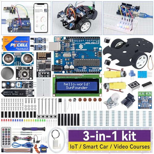 SunFounder 3 in 1 IoT/スマートカー/ラーニング スターター キット究極版 Arduino IDEとScratchに対応、日本語のオンラインチュートリア