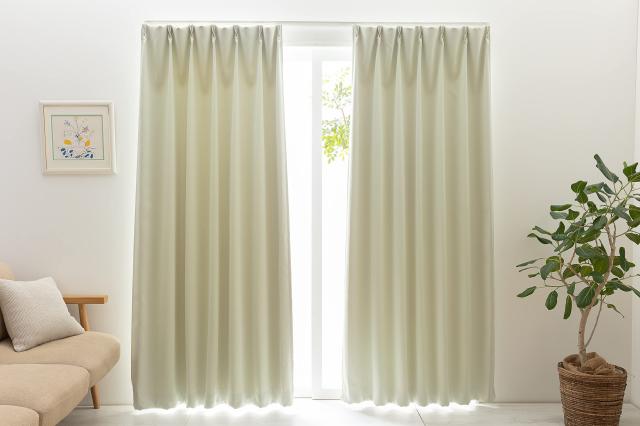 ユニベール 1級遮光 防炎 防炎ラベル付き 節電 省エネ 断熱 保温 日本製 無地 寝室 リビング カーテン 幅100cm×丈210cm 2枚 ベルーイ オの通販は 5,332円