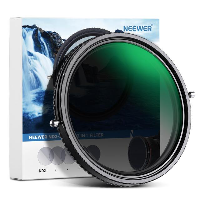NEEWER 2 in 1 72mm 可変NDフィルター ND2？ND32＆CPL多機能フィルター 1枚2役 X状ムラなし HD光学ガラス 30層ナノコーティング 撥水防汚キ