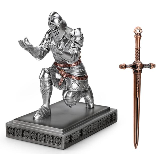 HDMbigmi King’s Guard Knight ペンホルダー ペンスタンド デスクオーガナイザー アクセサリー 樹脂鉛筆ホルダー ギフトに メタルソード