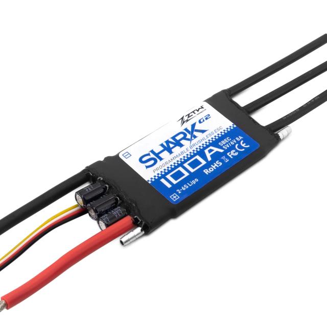 RCボートと水中スラスター用防水アンプZTW Shark 100A ESC G2内蔵調整可能なスイッチングBEC 5V/6V 8A 2-6S水冷双方向32ビットブラシレス 7,599円