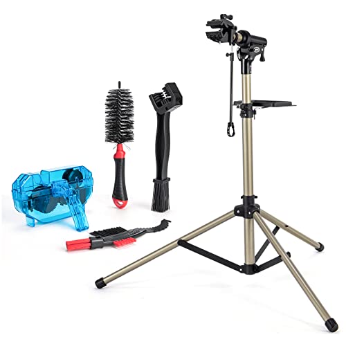 CXWXC 自転車 メンテナンススタンド クリーナーセット 三脚 角度・高さ調整 耐荷重30kg ワークスタンド アルミ製 折りたたみ ロードバイ CXWXC 自転車 メンテナンススタンド クリーナーセット 三脚 角度・高さ