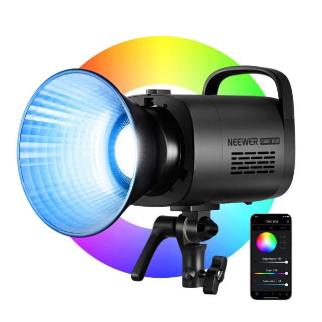 NEEWER CB60 RGB 70W LED ビデオライト 2.4G＆APP制御 フルカラー COBライト 連続照明撮影ライト スタジオライト 定常光ライト 1mで18000l
