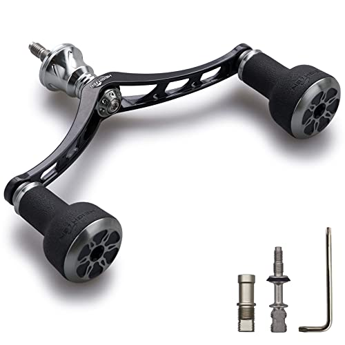 HEIGHTEN 98mm リール ハンドル シマノ(SHIMANO) ダイワ(DAIWA) 通用 スピニングリール 用 TPE Series (ブラック＆ガンメタル) (480)の通販は