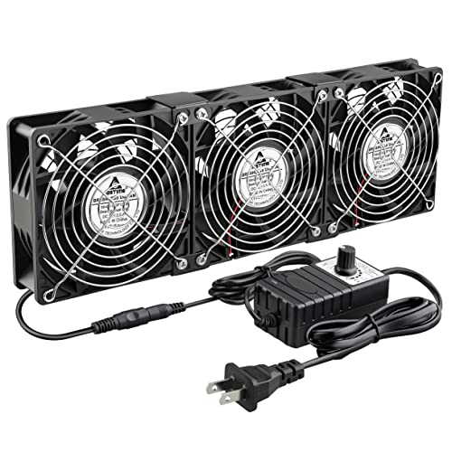 GDSTIME 3 x 120mm x 38mm 3連ファン、DC12V電源ファン、AC100V〜240Vスピードコントローラー、キャビネットシャーシ冷却ファン、サーバの通販は