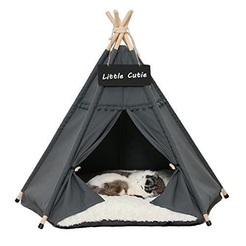 ペット テント 秋冬用 ペット ハウス ペットベッド 犬小屋 猫小屋 暖かい 保温防寒 かわいい マットレス付き 洗濯可能 (Lサイズ, Shadow