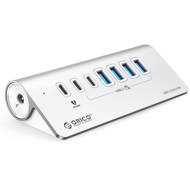 ORICO USB ハブ 3.0 7ポート 60WPD充電 10Gbps高速転送 24V/3A ACアダプタ付き セルフパワー/バスパ