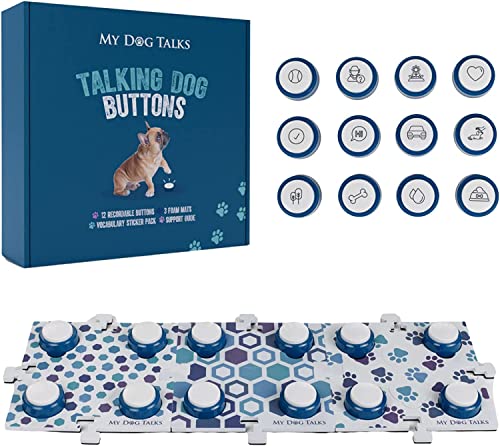 12 recordable compact dog talk training buttons, 3 mats ＆ 24 ’first words’ stickers | Train your dog to talk full set | Dog buttの通販は 6,350円